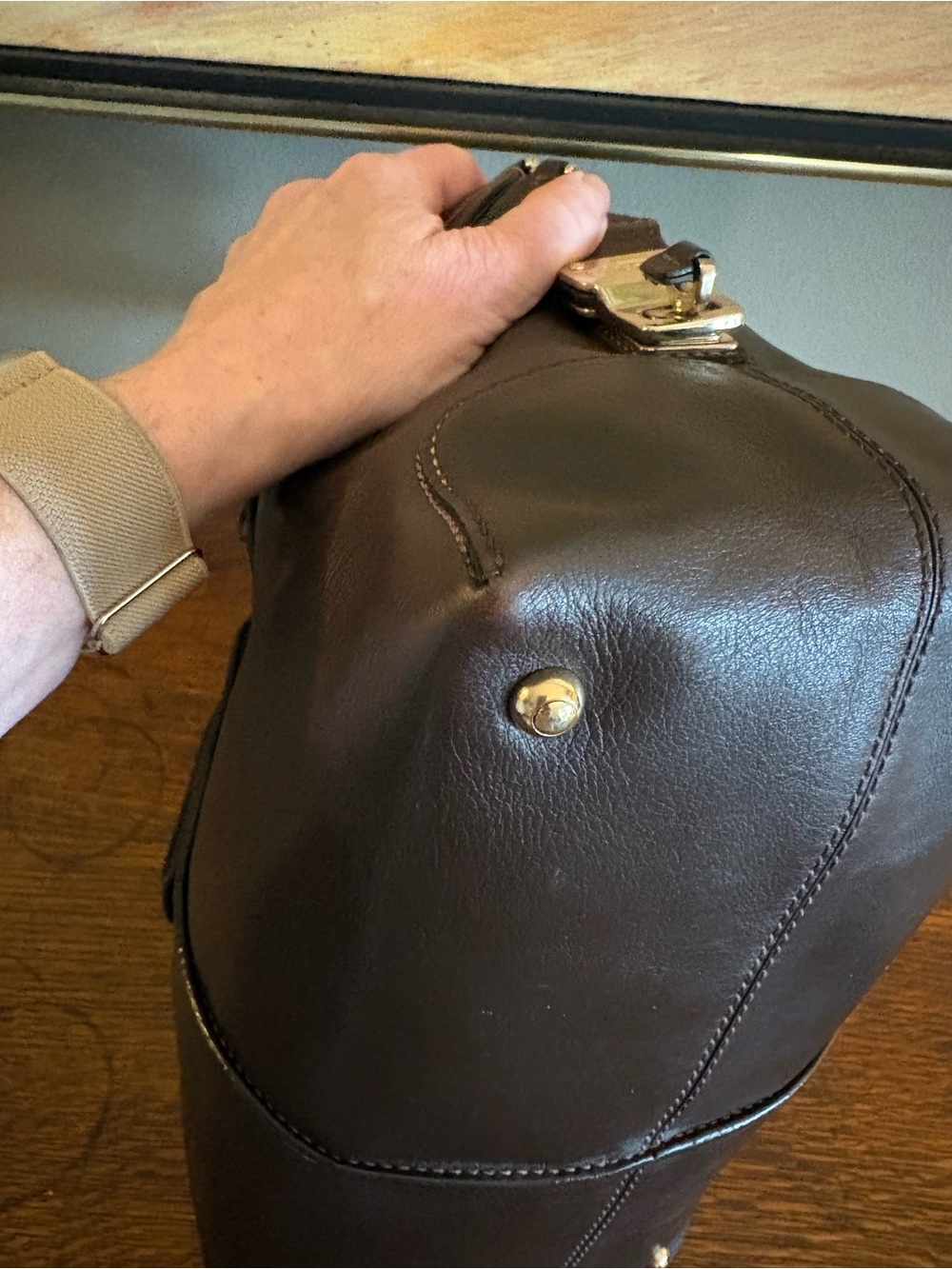Tod’s D-Styling Leather Bauletto Satchel Bag - Chocolate Brown (Excellent) CoA - Picture 9 of 17
